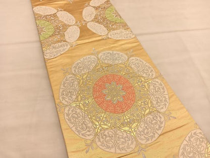 平和屋着物◎六通柄袋帯 唐織 飾花唐草文 金銀糸 正絹 逸品 BAAU5446hv