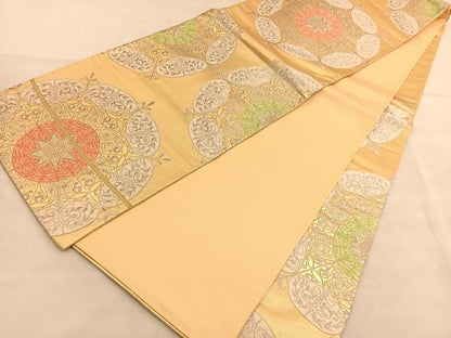 平和屋着物◎六通柄袋帯 唐織 飾花唐草文 金銀糸 正絹 逸品 BAAU5446hv