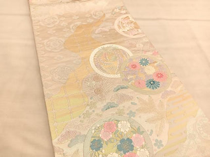 平和屋着物◎六通柄袋帯 唐織 芳趣四君子 金銀糸 正絹 逸品 BAAU5461hv