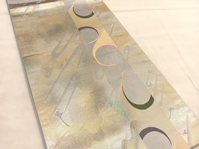 平和屋着物◎六通柄袋帯 唐織 秀悦乃匠 幾何学文様 金銀糸 正絹 逸品 BAAU5463hv