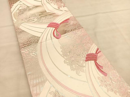 平和屋着物◎六通柄袋帯　唐織　束ね熨斗更紗花文　金銀糸　正絹　逸品　未使用　BAAU5480hv
