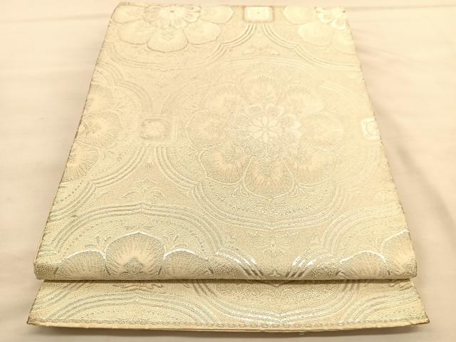 平和屋着物◎六通柄袋帯　唐織　天井花文　銀糸　正絹　逸品　BAAU5501hv
