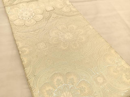 平和屋着物◎六通柄袋帯　唐織　天井花文　銀糸　正絹　逸品　BAAU5501hv