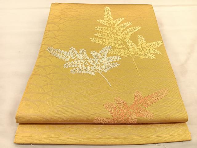 平和屋着物◎太鼓柄　本袋帯　唐織　枝葉文　正絹　逸品　BAAU5504hv