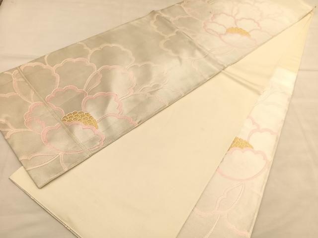 平和屋着物◎六通柄袋帯　唐織　牡丹　金糸　正絹　逸品　BAAU5505hv