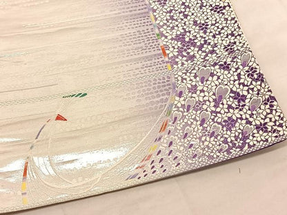 平和屋着物◎六通柄袋帯　唐織　花間道　銀糸　正絹　逸品　BAAU5537hv