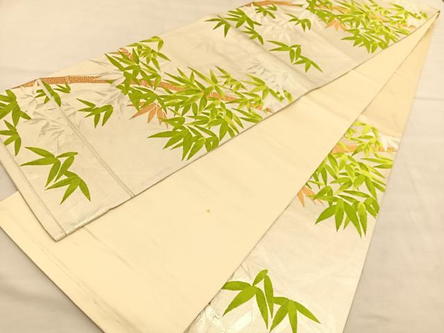 平和屋着物◎六通柄袋帯　唐織　笹竹文　金銀糸　正絹　逸品　BAAU5555hv