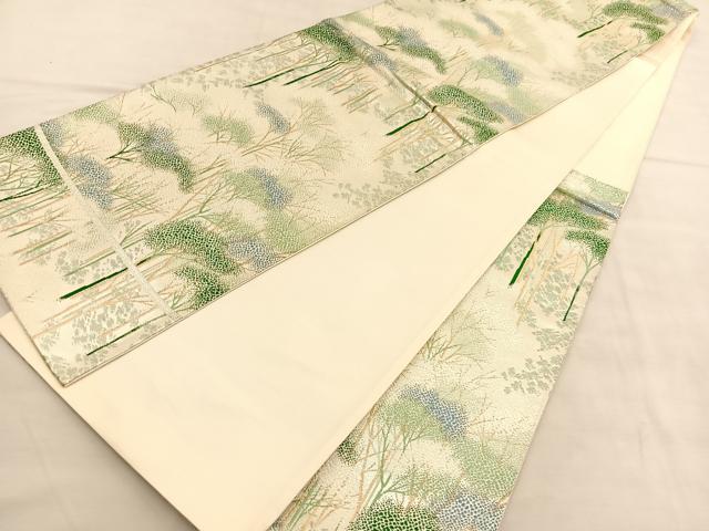 平和屋着物◎六通柄袋帯 唐織 樹林文 金銀糸 正絹 逸品 BAAU5559hv
