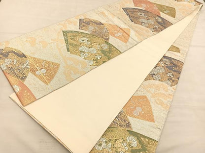平和屋着物◎六通柄袋帯　地紙花文　金銀糸　正絹　逸品　BAAU5578hv
