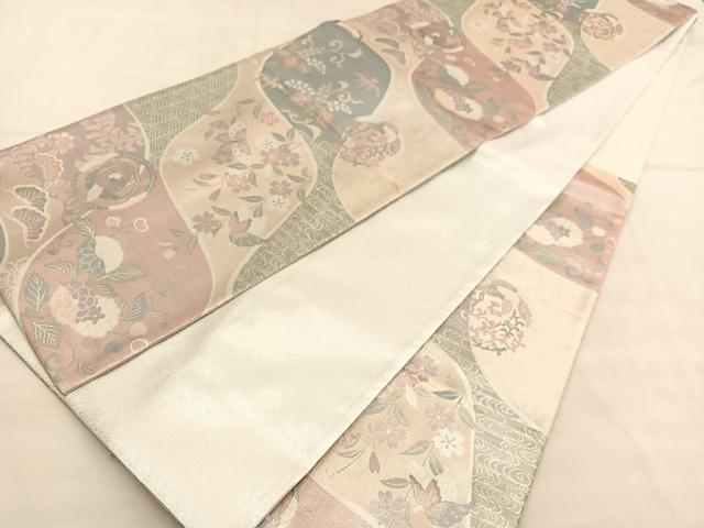 平和屋着物◎佐賀錦　六通柄袋帯　鳳凰花蝶文　金銀糸　正絹　逸品　BAAU5605hv