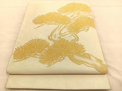 平和屋着物◎太鼓柄袋帯　綴れ　松　金糸　正絹　逸品　BAAU5622hv