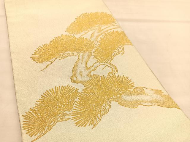 平和屋着物◎太鼓柄袋帯　綴れ　松　金糸　正絹　逸品　BAAU5622hv