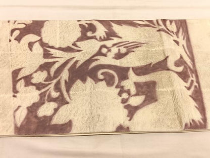平和屋着物◎太鼓柄袋帯　ふくれ織　更紗花鳥文　銀糸　正絹　逸品　BAAU5625hv