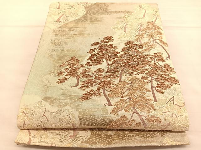 平和屋着物◎六通柄袋帯　唐織　浜松文　金銀糸　正絹　逸品　BAAU5630hv