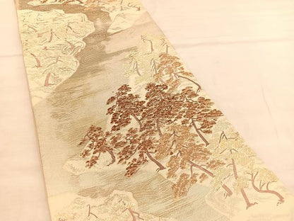 平和屋着物◎六通柄袋帯　唐織　浜松文　金銀糸　正絹　逸品　BAAU5630hv