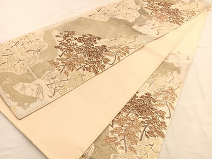 平和屋着物◎六通柄袋帯　唐織　浜松文　金銀糸　正絹　逸品　BAAU5630hv