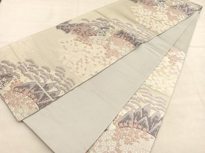 平和屋着物◎六通柄袋帯　唐織　貴船文　銀糸　正絹　逸品　BAAU5636hv