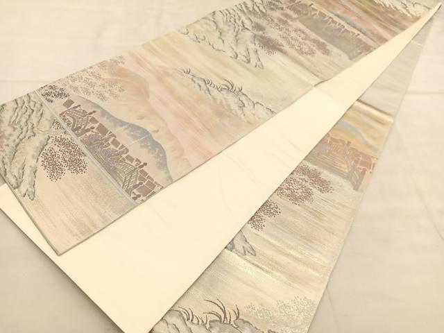 平和屋着物◎六通柄袋帯 東海道五十三次 日本橋 金糸 正絹 逸品 BAAU5637hv