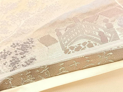 平和屋着物◎六通柄袋帯 東海道五十三次 日本橋 金糸 正絹 逸品 BAAU5637hv