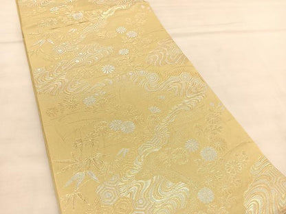 平和屋着物◎六通柄　本袋帯　流水亀甲花文　金銀糸　正絹　逸品　BAAU5644hv