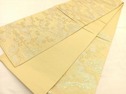 平和屋着物◎六通柄　本袋帯　流水亀甲花文　金銀糸　正絹　逸品　BAAU5644hv