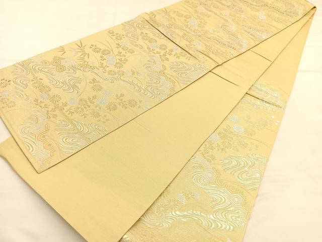 平和屋着物◎六通柄　本袋帯　流水亀甲花文　金銀糸　正絹　逸品　BAAU5644hv