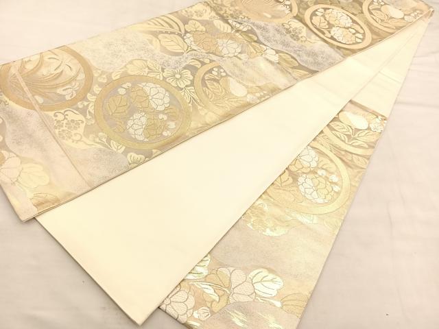 平和屋着物◎六通柄袋帯　唐織　花丸文　金糸　正絹　逸品　BAAU5646hv
