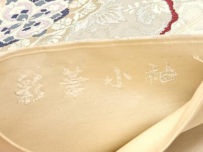 平和屋着物◎六通柄袋帯 唐織 彩華小袖 銀糸 正絹 逸品 BAAU5661hv
