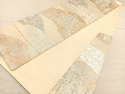 平和屋着物◎六通柄袋帯　遠山樹林文　銀糸　正絹　逸品　BAAU5675hv