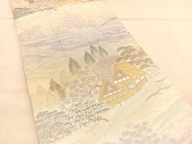 平和屋着物◎六通柄袋帯　京名所　プラチナ二重箔　正絹　逸品　BAAU5680hv