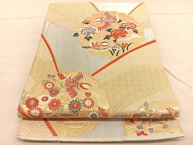平和屋着物◎六通柄袋帯　唐織　鴛鴦雪輪花文　金銀糸　正絹　逸品　BAAU5681hv