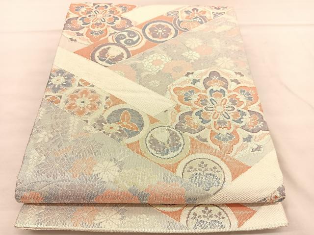 平和屋着物◎本箔佐賀錦 六通柄袋帯 献上絢麗華文 銀糸 正絹 逸品 BAAU5684hv