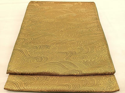 平和屋着物◎西陣　六通柄袋帯　立波文　金糸　証紙付き　正絹　逸品　BAAU5691hv