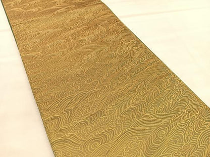 平和屋着物◎西陣　六通柄袋帯　立波文　金糸　証紙付き　正絹　逸品　BAAU5691hv