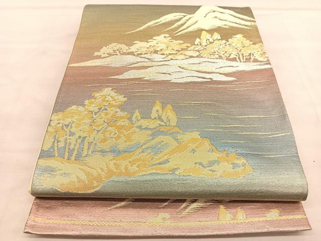 平和屋着物◎六通柄　本袋帯　遠山風景文　金銀糸　正絹　逸品　BAAU5693hv