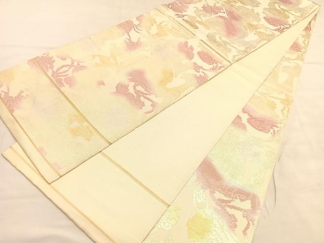 平和屋着物◎全通柄　本袋帯　花鳥文　金銀糸　正絹　逸品　BAAU5710hv