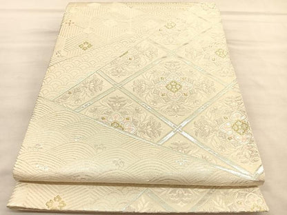 平和屋着物◎六通柄袋帯 唐織 菱天井有職花文 金銀糸 正絹 逸品 BAAU5711hv
