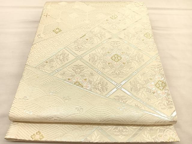 平和屋着物◎六通柄袋帯 唐織 菱天井有職花文 金銀糸 正絹 逸品 BAAU5711hv