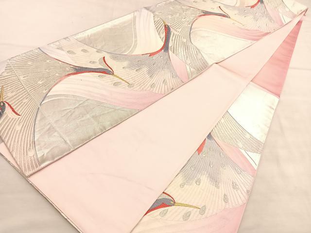 平和屋着物◎六通柄袋帯　唐織　銀つづれ　孔雀　金銀糸　正絹　逸品　BAAU5722hv