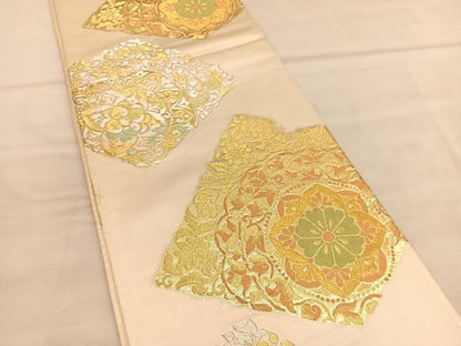 平和屋着物◎六通柄袋帯　正倉院花菱文　金銀糸　正絹　逸品　BAAU5723hv