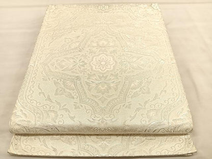 平和屋着物◎六通柄袋帯　唐織　花菱文　銀糸　正絹　逸品　BAAU5729hv