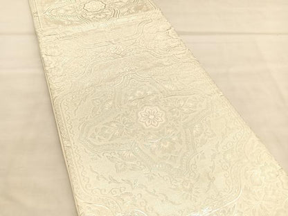 平和屋着物◎六通柄袋帯　唐織　花菱文　銀糸　正絹　逸品　BAAU5729hv