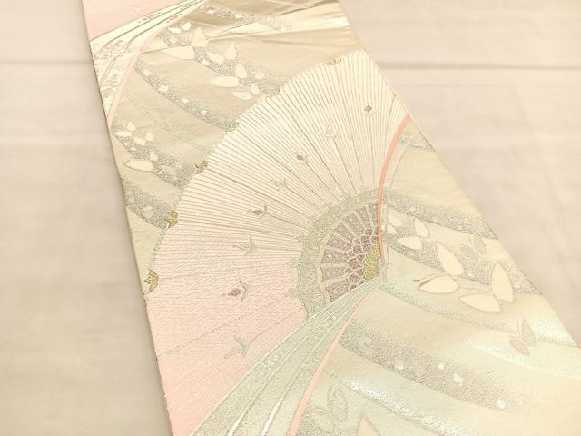 平和屋着物◎六通柄袋帯　唐織　舞蝶文　正絹　逸品　BAAU5730hv