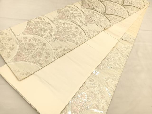 平和屋着物◎六通柄袋帯　唐織　花青海波　銀糸　正絹　逸品　BAAU5733hv