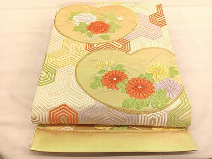 平和屋着物◎六通柄袋帯　唐織　毘沙門亀甲花文　金銀糸　正絹　逸品　BAAU5735hv
