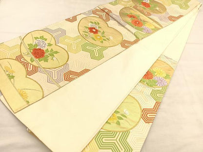 平和屋着物◎六通柄袋帯　唐織　毘沙門亀甲花文　金銀糸　正絹　逸品　BAAU5735hv