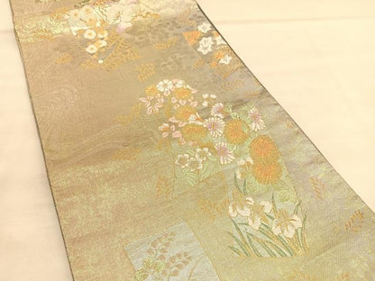 平和屋着物◎六通柄袋帯　唐織　加賀小袖　金糸　正絹　逸品　BAAU5742hv