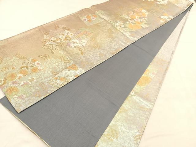 平和屋着物◎六通柄袋帯　唐織　加賀小袖　金糸　正絹　逸品　BAAU5742hv