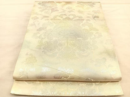 平和屋着物◎六通柄袋帯 枝花文 金銀糸 正絹 逸品 BAAU5752hv