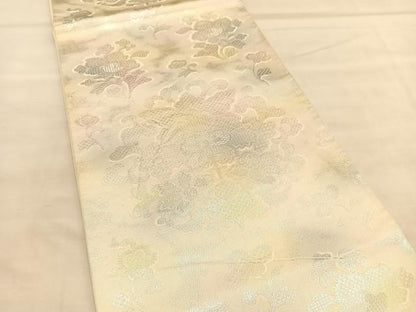 平和屋着物◎六通柄袋帯 枝花文 金銀糸 正絹 逸品 BAAU5752hv